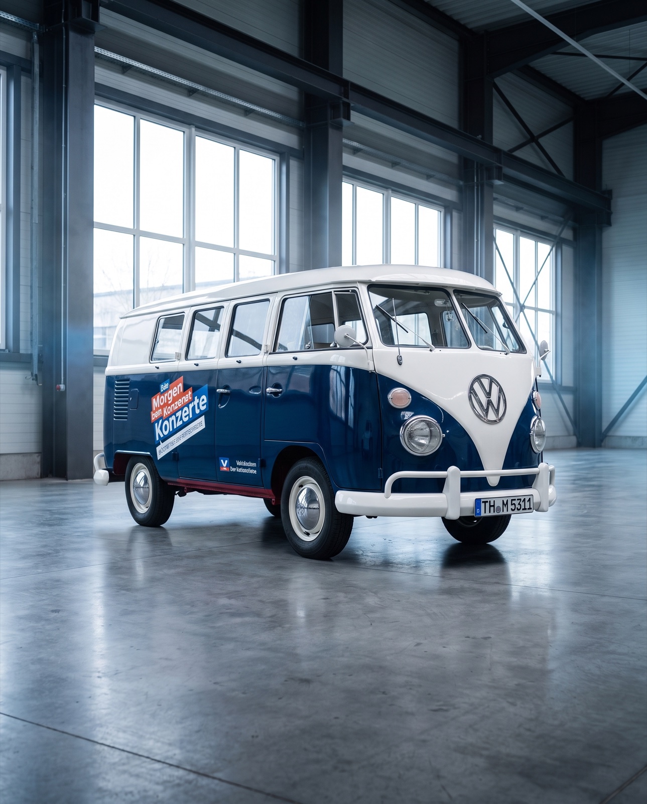 VW T1 Bulli mit Folierung (Umgebung KI-bearbeitet)